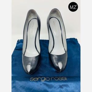 SERGIO ROSSI Lizard Stamped leather Peep Toe